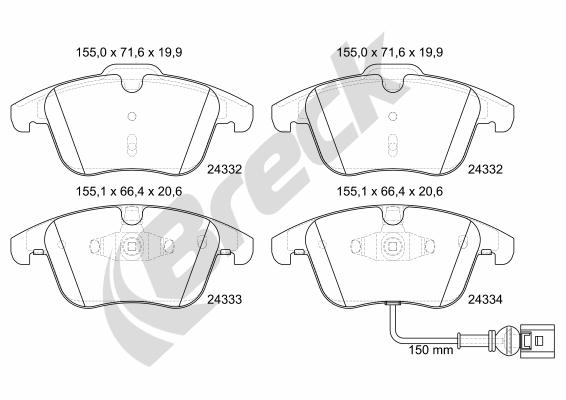 Brake Pad Set, disc brake - 24333 00 701 10 BRECK